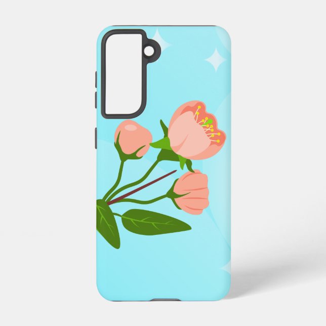 Blue sky gradient with blooming spring branch  samsung galaxy case (Back)