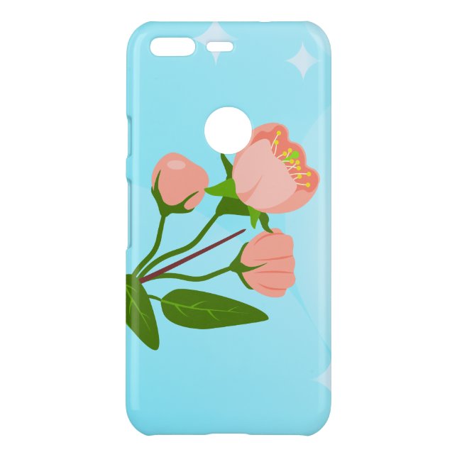 Blue sky gradient with blooming spring branch  uncommon google pixel case (Back)