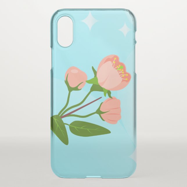 Blue sky gradient with blooming spring branch   uncommon iPhone case (Back)