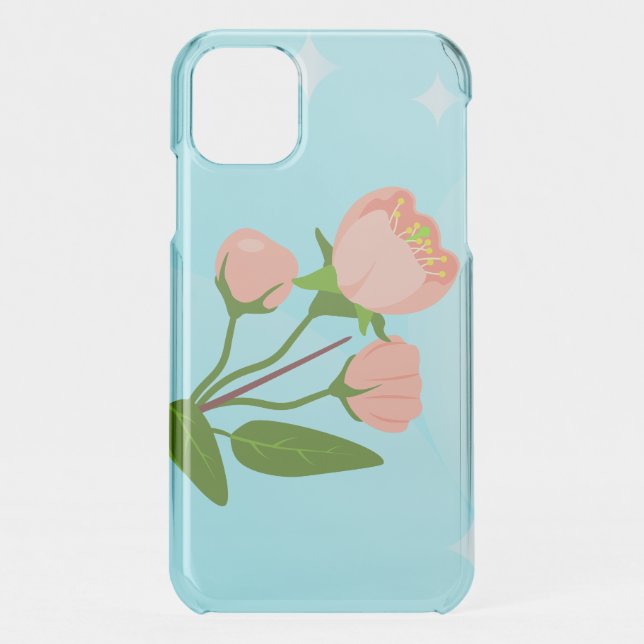 Blue sky gradient with blooming spring branch  uncommon iPhone case (Back)