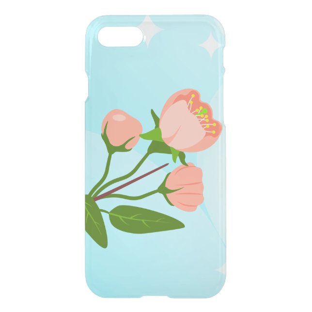 Blue sky gradient with blooming spring branch uncommon iPhone case (Back)