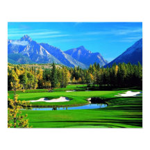 Blue Sky Green Grass Mountain Image Golf Poster