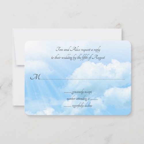 Blue Sky Guest Count Wedding RSVP Cards