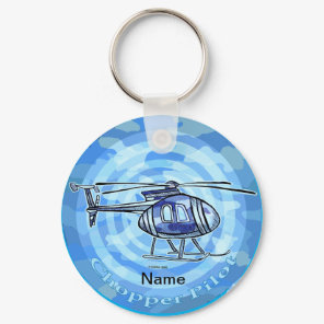 Blue Sky Helicopter custom name Keychain