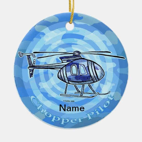 Blue Sky Helicopter custom name  ornament