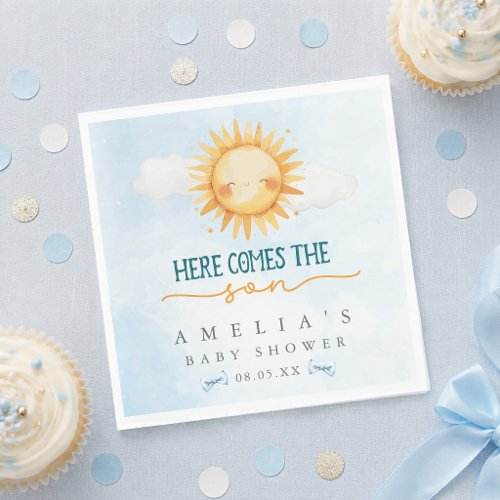 Blue Sky Here Comes the Son Baby Shower Napkins