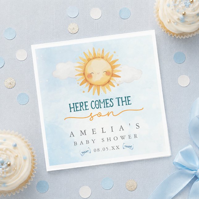 Blue Sky Here Comes the Son Baby Shower Napkins (Blue Sky Here Comes the Son Baby Shower Napkins)
