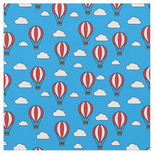Blue Sky Hot Air Balloon Pattern Fabric
