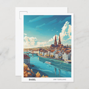 Blue Sky in Basel Switzerland Vintage Travel  Postcard