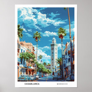 Blue Sky in Casablanca Morocco Vintage Travel Poster
