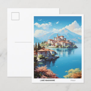 Blue Sky in Lake Maggiore Italy Vintage Travel Postcard