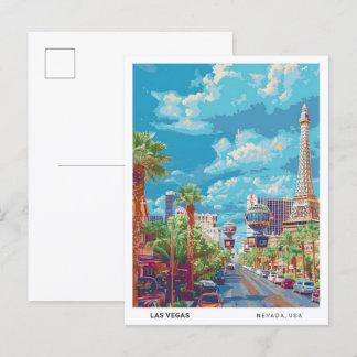 Blue Sky in Las Vegas Nevada USA Vintage Travel Postcard