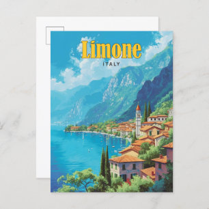 Blue Sky in Limone Italy Vintage Travel Postcard