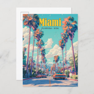 Blue Sky in Miami Florida USA Vintage Travel  Postcard