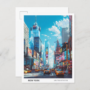 Blue Sky in New York USA Vintage Travel Postcard