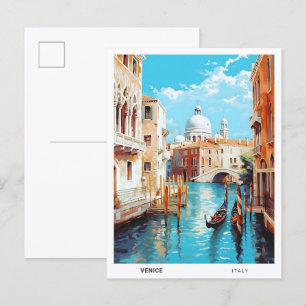 Blue Sky in Venice Italy Vintage Travel Postcard