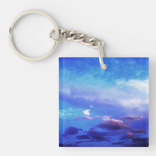 Blue Sky Landscape Photography Art Keychain (Front)