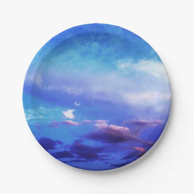Blue Sky Landscape Photography Art Paper Plates (Front)