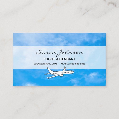 Blue Sky Light Clouds Airplane Flight Air Travel Business Card