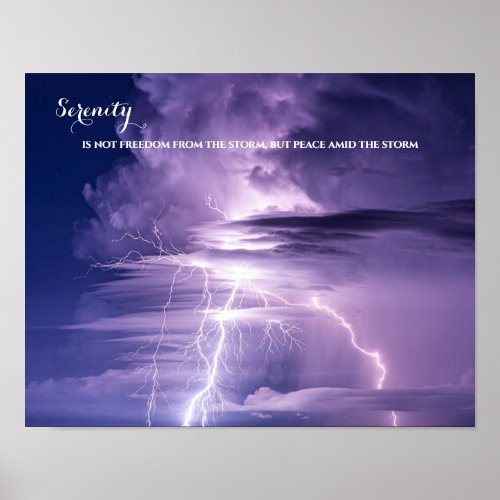 Blue Sky Lightning Inspirational Serenity Quote Poster