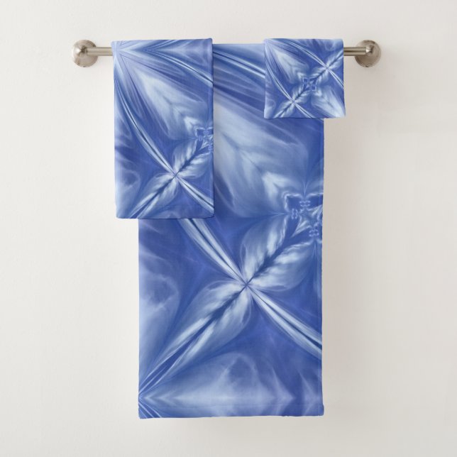 Blue Sky Milky White Clouds Abstract Pattern Bath Towel Set (Insitu)