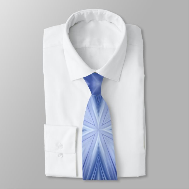 Blue Sky Milky White Clouds Abstract Pattern Neck Tie (Tied)