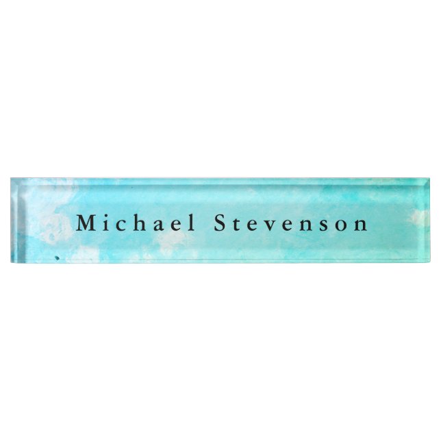 Blue Sky Modern Design Unique Personal Desk Name Plate (Front)