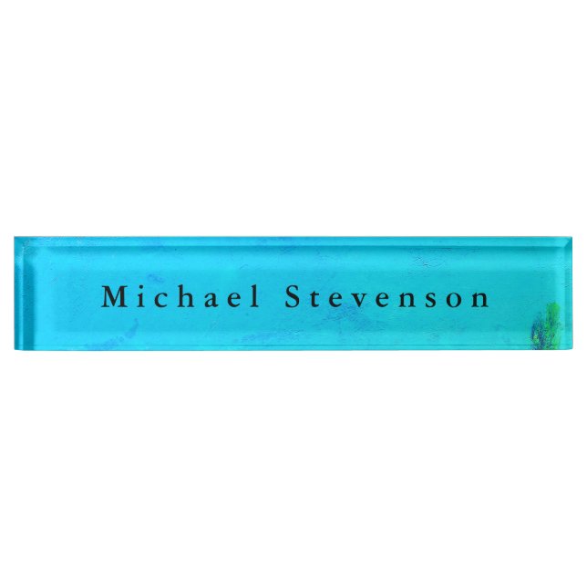 Blue Sky Modern Design Unique Personal Desk Name Plate (Front)