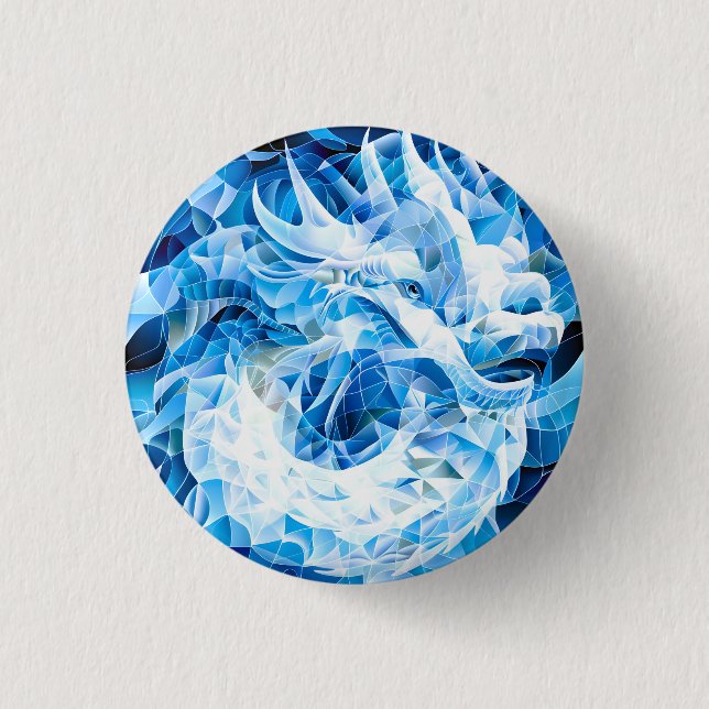 Blue Sky Mosaic Dragon Button (Front)