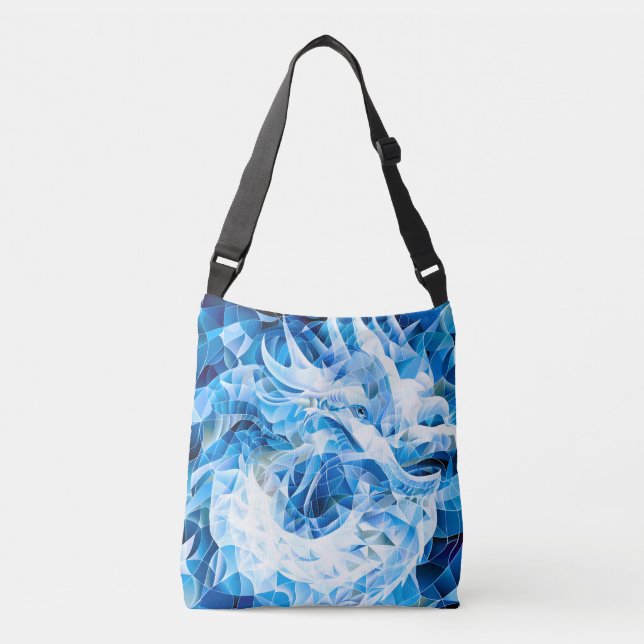 Blue Sky Mosaic Dragon  Crossbody Bag (Front)