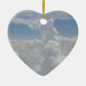 Blue Sky Nature White Puffy Cloud Formations Ceramic Ornament by ArtsyPhoto at Zazzle