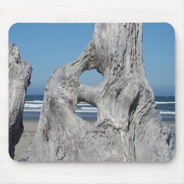 Blue Sky Ocean Waves Mousepad Driftwood Beach (Front)