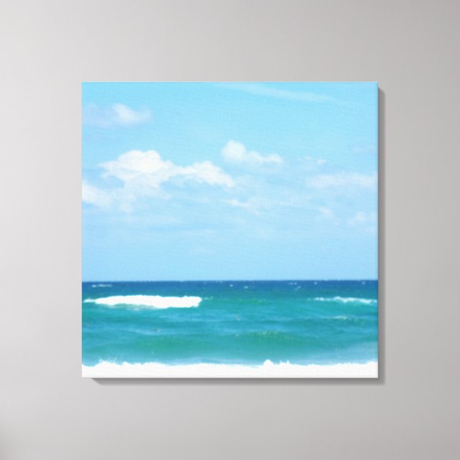 Blue Sky Ocean Waves With Whitewash Horizon Canvas Print (Front)