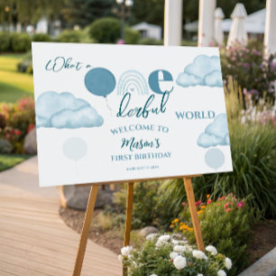 Blue Sky Onederful World 1st Birthday Welcome Foam Board