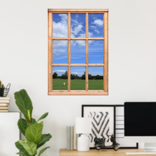Blue Sky over the Park View - Faux Window Poster