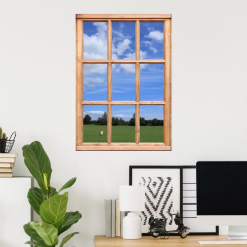 Blue Sky over the Park View _ Faux Window Poster