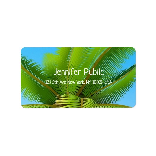 Blue Sky Palms Elegant Handwritten Script Template Label (Front)