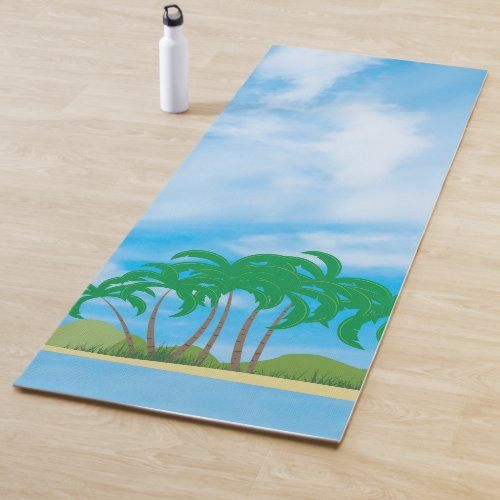 Blue Sky Palms Island Fitness Elegant Template Yoga Mat