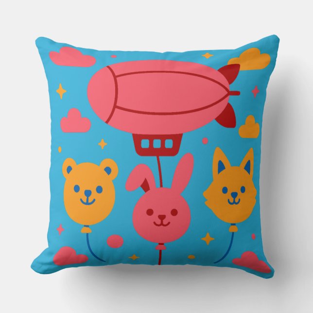 Blue Sky Parade Throw Pillow (Front)