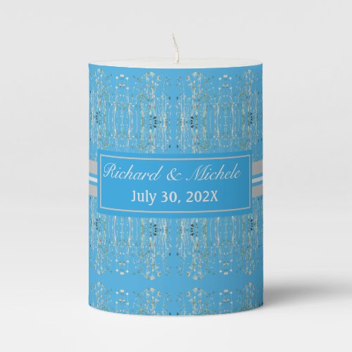 Blue Sky Pattern Wedding Pillar Candle