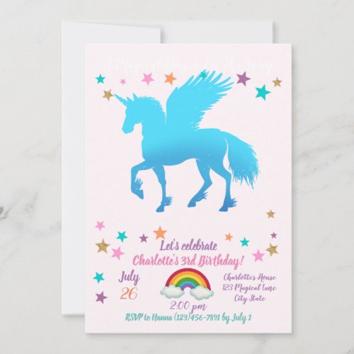 Blue Sky pegasus unicorn Invitation
