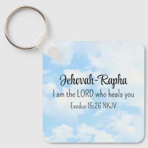 Blue Sky Photo I am the Lord Who Heals Bible Verse Keychain