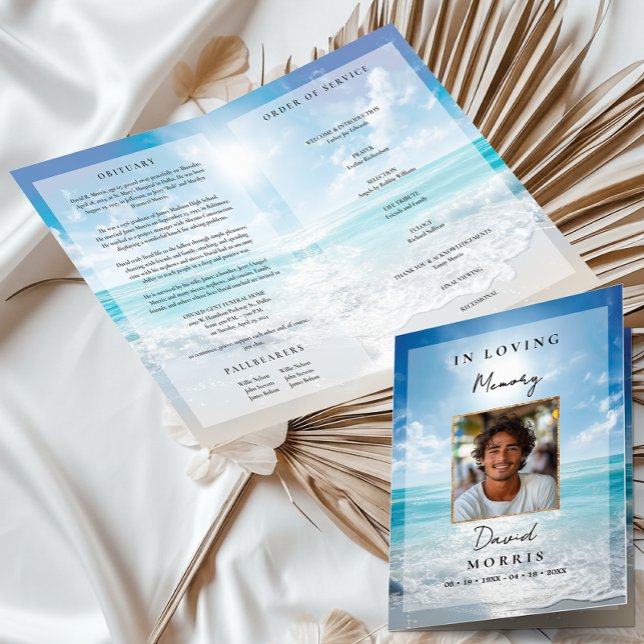 Blue Sky Photo Memorial Funeral Program  (Creator Uploaded)