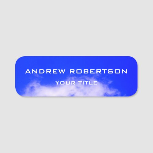 Blue Sky Plain Elegant Minimalist Simple Name Tag