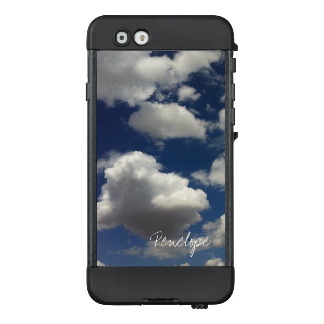 Blue Sky Puffy Clouds and Signature Style Name iPhone 6 Case
