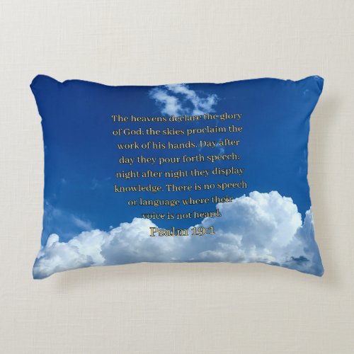 Blue SkyPuffy Couds with Psalm 191 Accent Pillow