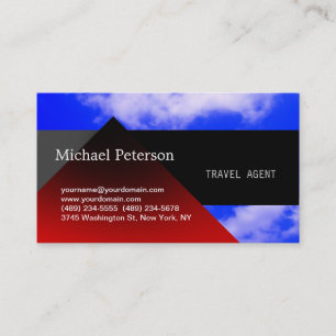 Blue Sky Red Black Travel Agent Business Card