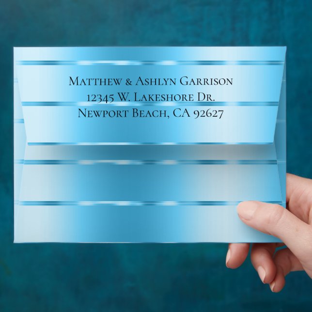 Blue Sky Ribbon Bridal Shower or Wedding Envelope (Hand)