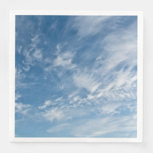 Blue Sky Scattered White Clouds Blue Pattern Paper Dinner Napkins
