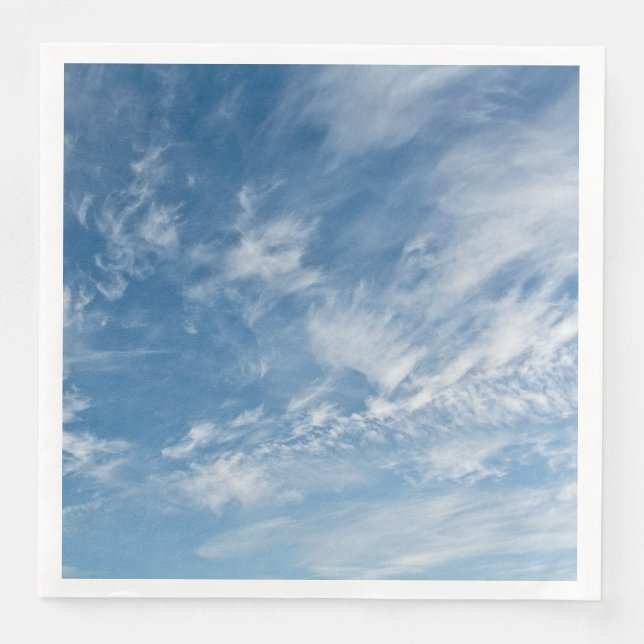 Blue Sky Scattered White Clouds Blue Pattern Paper Dinner Napkins (Front)
